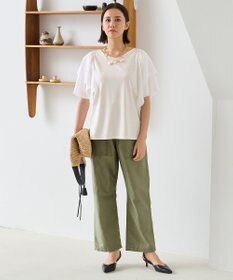 自由区 【XSサイズ~/洗える】ドレーピーポンチラッフルスリーブ カットソー