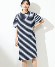 SHARE PARK LADIES 【UVカット】ボーダーロゴ半袖カットワンピース