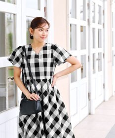 Tiaclasse 【袖が選べる・洗える】大柄ギンガムチェックワンピース
