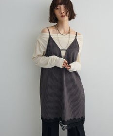 Green Parks ２ＷＡＹレース×ピンストライプキャミソールワンピース