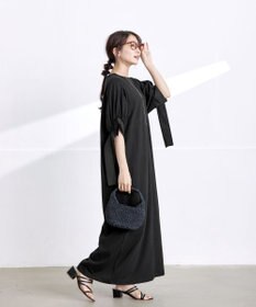 Tiaclasse 【洗える】デザインカフス付きマキシカットソーワンピース