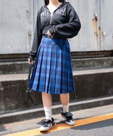 WEGO ベルト付プリーツミドルスカート