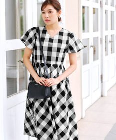 Tiaclasse 【袖が選べる・洗える】大柄ギンガムチェックワンピース