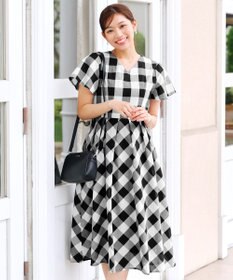 Tiaclasse 【袖が選べる・洗える】大柄ギンガムチェックワンピース