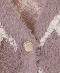 earth music&ecology シャギーダイヤ柄ショートニットカーディガン