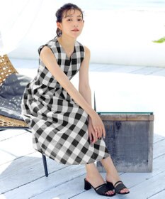 Tiaclasse 【袖が選べる・洗える】大柄ギンガムチェックワンピース