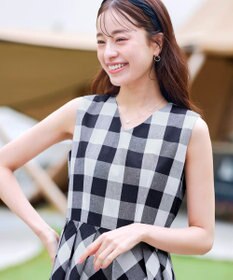 Tiaclasse 【袖が選べる・洗える】大柄ギンガムチェックワンピース