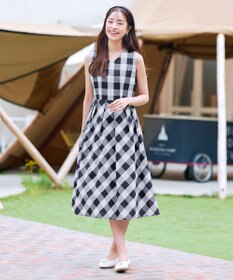 Tiaclasse 【袖が選べる・洗える】大柄ギンガムチェックワンピース