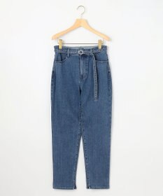組曲 ライトデニム ベルト付きストレートパンツ
