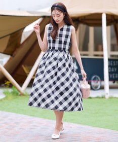 Tiaclasse 【袖が選べる・洗える】大柄ギンガムチェックワンピース