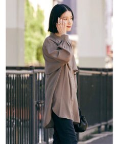 AMERICAN HOLIC バンドカラーフリルシャツチュニック