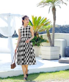 Tiaclasse 【袖が選べる・洗える】大柄ギンガムチェックワンピース