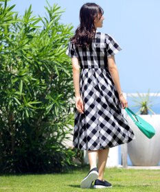 Tiaclasse 【袖が選べる・洗える】大柄ギンガムチェックワンピース