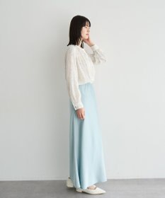 YECCA VECCA ラインフラワー柄ギャザーブラウス