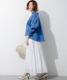 23区 【先行予約】LIBECOリネン ポケット刺繍 クロップドシャツ