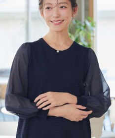 Tiaclasse シアーチェック柄ニットチュニック