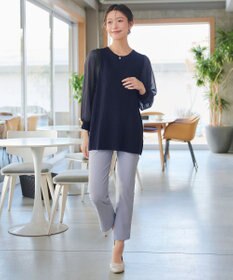 Tiaclasse シアーチェック柄ニットチュニック