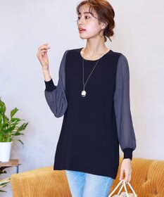 Tiaclasse シアーチェック柄ニットチュニック