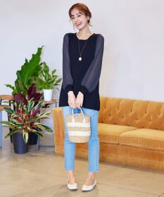 Tiaclasse シアーチェック柄ニットチュニック