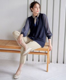 Tiaclasse シアーチェック柄ニットチュニック