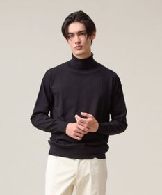 J.PRESS MEN 品よく暖かで首元からスマートに【ストレッチ / イージーケア】【FLEX YARN】タートルネック ニット ブラック系