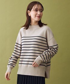 ANY 【5色展開】ハイネックデイリーニット ベージュ×ブラック