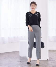 Tiaclasse 【洗える】刺繍リブニットトップス