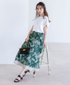 ANY SIS 【WEB・一部店舗限定】ハッチングフラワープリント スカート