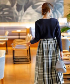 Tiaclasse 【洗える】刺繍リブニットトップス