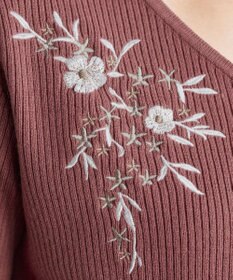 Tiaclasse 【洗える】刺繍リブニットトップス