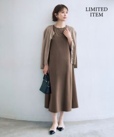 自由区 【WEB限定・洗える】シアーカーデ×ジャージードレス セット