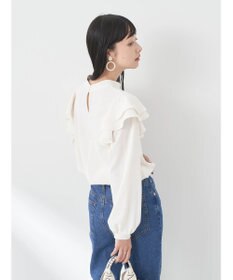 earth music&ecology フリルスリーブブラウス