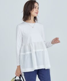 組曲 ストレッチ天竺ティアード ロングＴシャツ