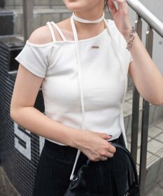 WEGO プレートデザインワンショルトップス