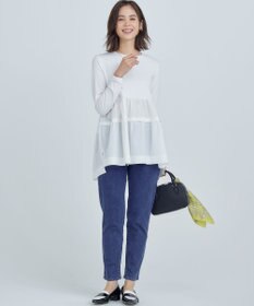 組曲 ストレッチ天竺ティアード ロングＴシャツ