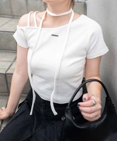 WEGO プレートデザインワンショルトップス