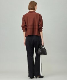 ICB L 【洗える】 ワッシャーツイル クロップドブラウス