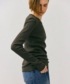 BEIGE， 【BEIGE,ecru/WEB限定・洗える】RIB TOPS /  コットンシルクロングスリーブトップス