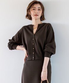 23区 【洗える/吊り干しOK】ヴィスコースストレッチ Vネック ニットカーディガン ブラウン系