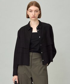 ICB L 【洗える】 ワッシャーツイル クロップドブラウス