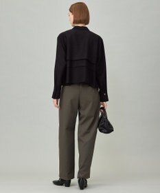 ICB L 【洗える】 ワッシャーツイル クロップドブラウス