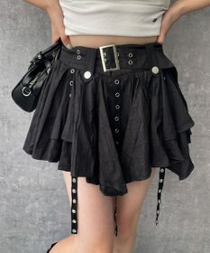 WEGO ベルト付きフリルアイレットスカート