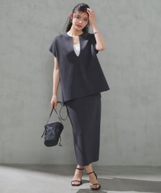 UNFILO 【WEB限定カラー】スゴ機能美ニット Iラインスカート チャコール