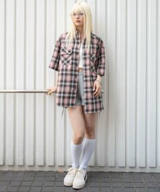 WEGO 【ユニセックス着用ITEM/SMLサイズ展開】オンブレチェックシャツ（SS）