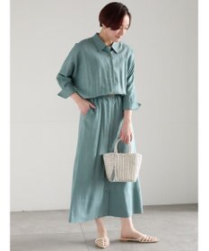 Te chichi レーヨンリネン共ベルトシャツワンピース