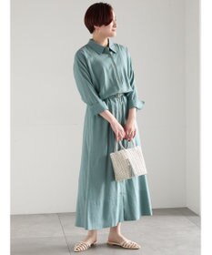 Te chichi レーヨンリネン共ベルトシャツワンピース