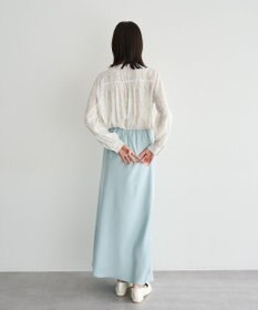 YECCA VECCA ラインフラワー柄ギャザーブラウス