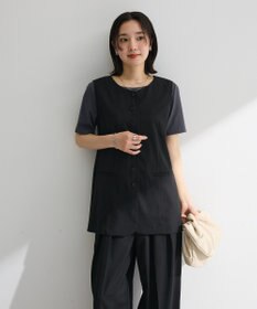 Green Parks クルーネック多釦ジレ