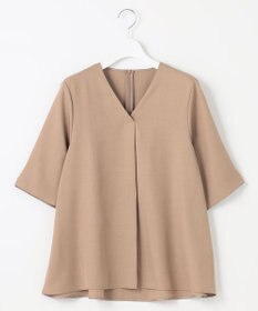 自由区 【接触冷感・速乾・UVケア・撥水・防シワ・XSサイズあり】リネンライクツィル5分袖 ブラウス