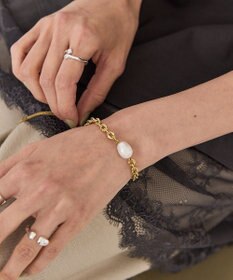 AMERICAN HOLIC 【ステンレス】パールトップスライドブレスレット